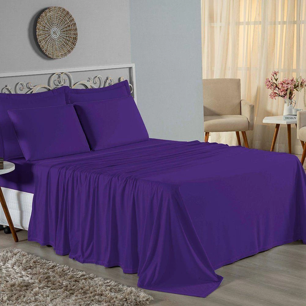 Lençol De Cima King Nobre 1 Peça 2,50m X 2,90m Malha 100% Algodão - Roxo
