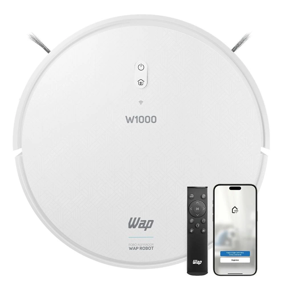 Miniatura Robo Aspirador Smart Wap Robot W1000 com Mapeamento 60hz