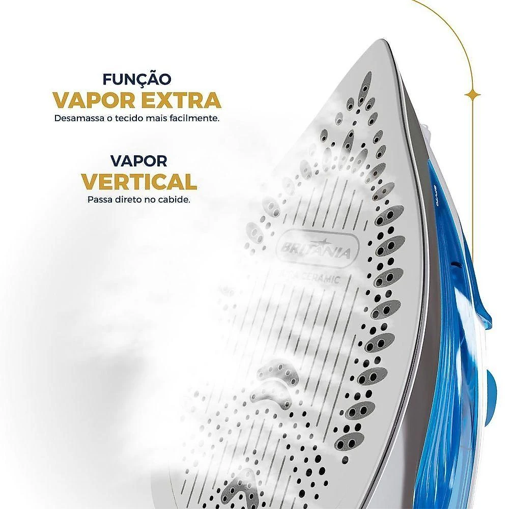 Ferro De Passar A Vapor Britânia 320ml Base Em Cerâmica BFV70 110V