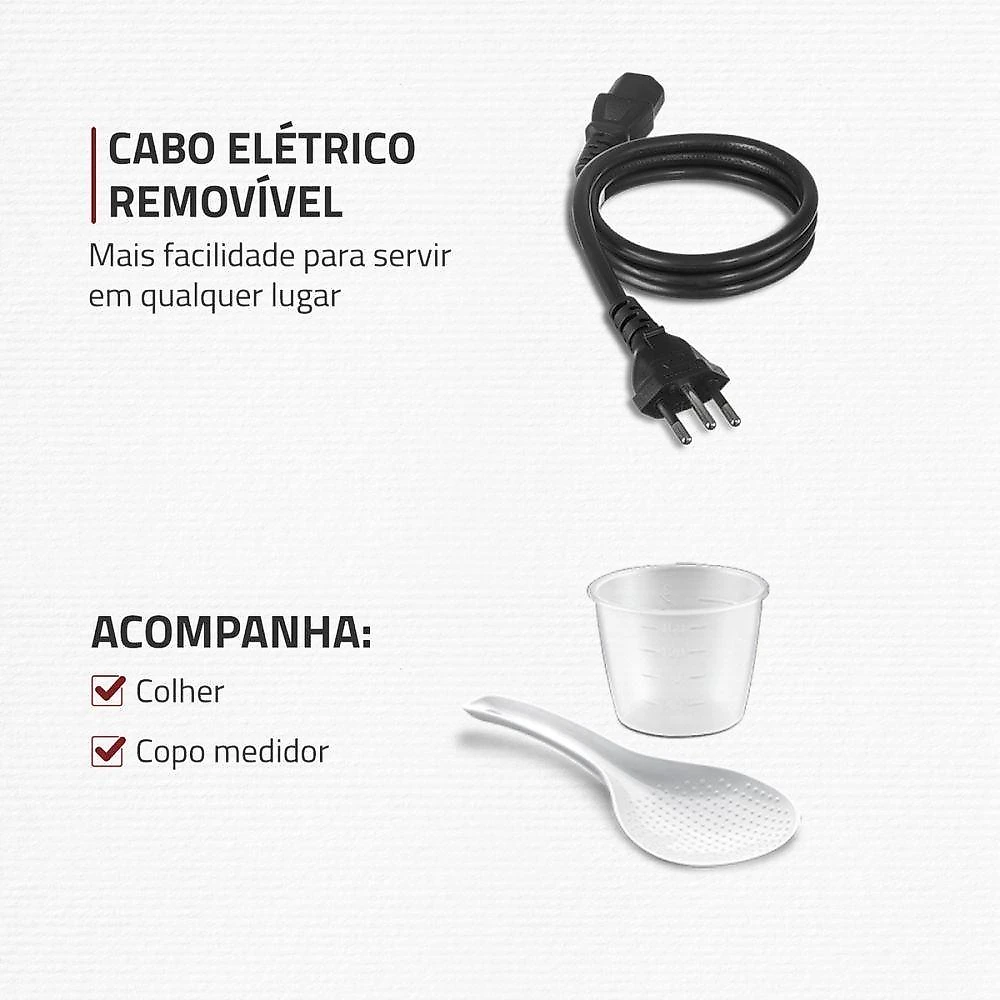 Panela de Pressão Elétrica Digital PE-39 5L 900W com 14 Funções Vermelho 110V