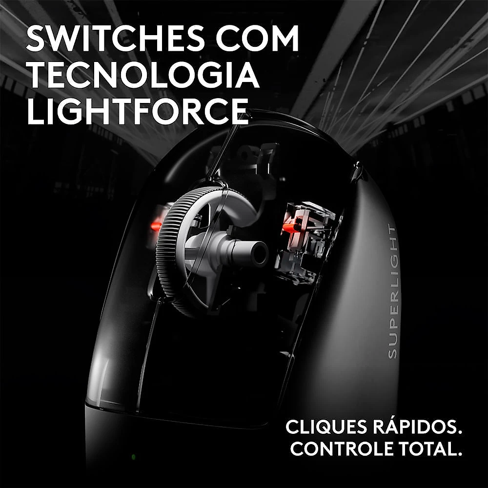 Mouse Gamer Sem Fio Logitech G Pro X Superlight 2c com 5 botões, Sensor 44K DPI, Atualização de até 8 kHz, Preto