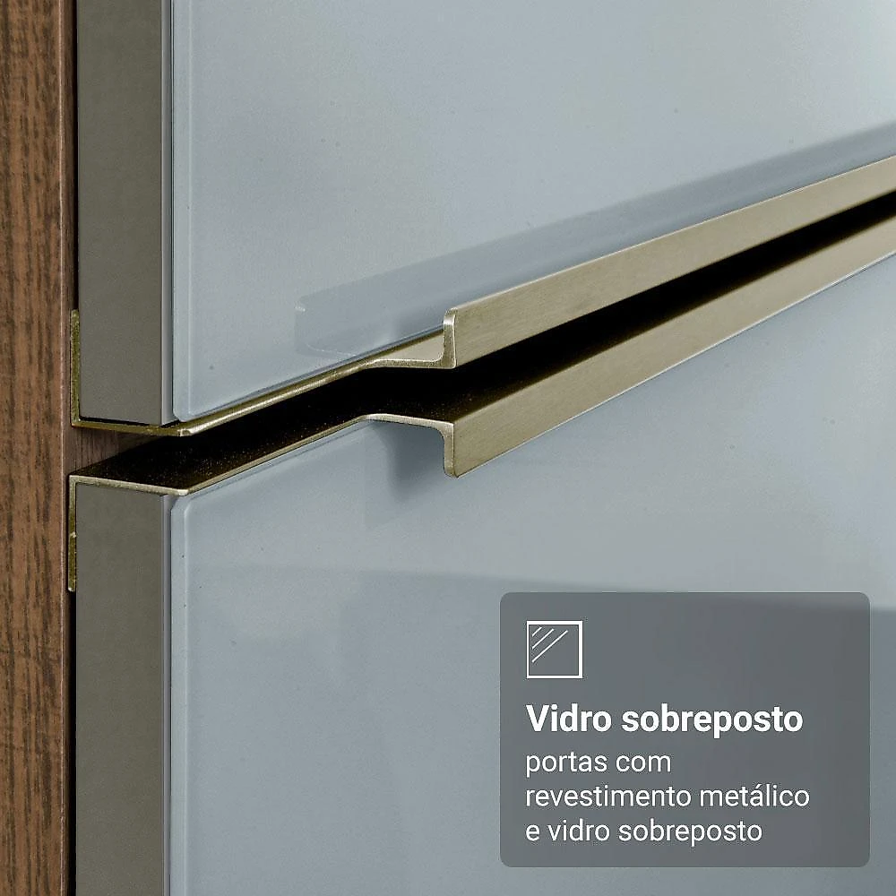 Armário de cozinha completa 240 cm rustic/cinza lux madesa 09