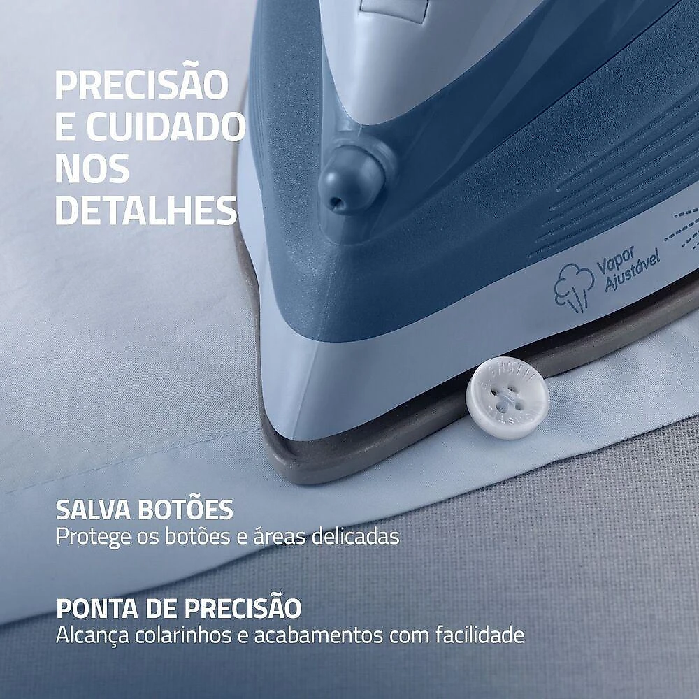 Ferro a Vapor Seco Mondial FVN-02-BL Base Cerâmica Azul 1800W 220V
