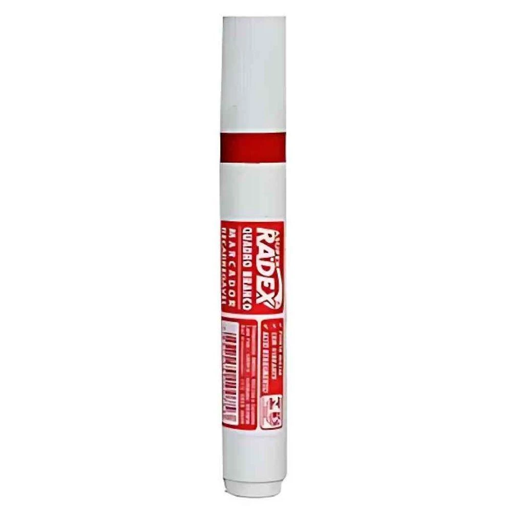 Marcador para Quadro Branco Radex Ponta Fina Recarregável de Fácil Apagamento Tinta Vermelha