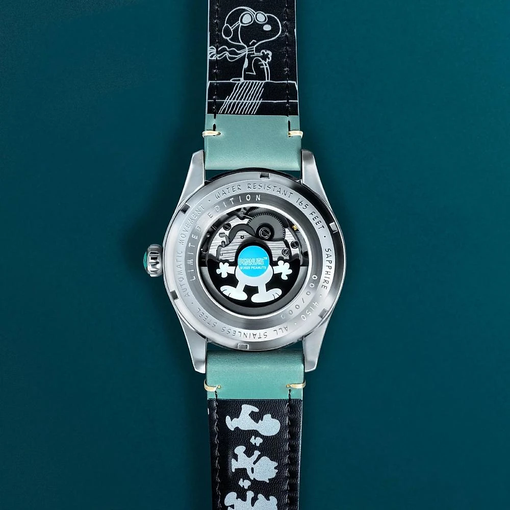 Relógio AVI-8 Spitfire Peanuts Snoopy Flying Ace Automatic Azure Blue AV-4150-03