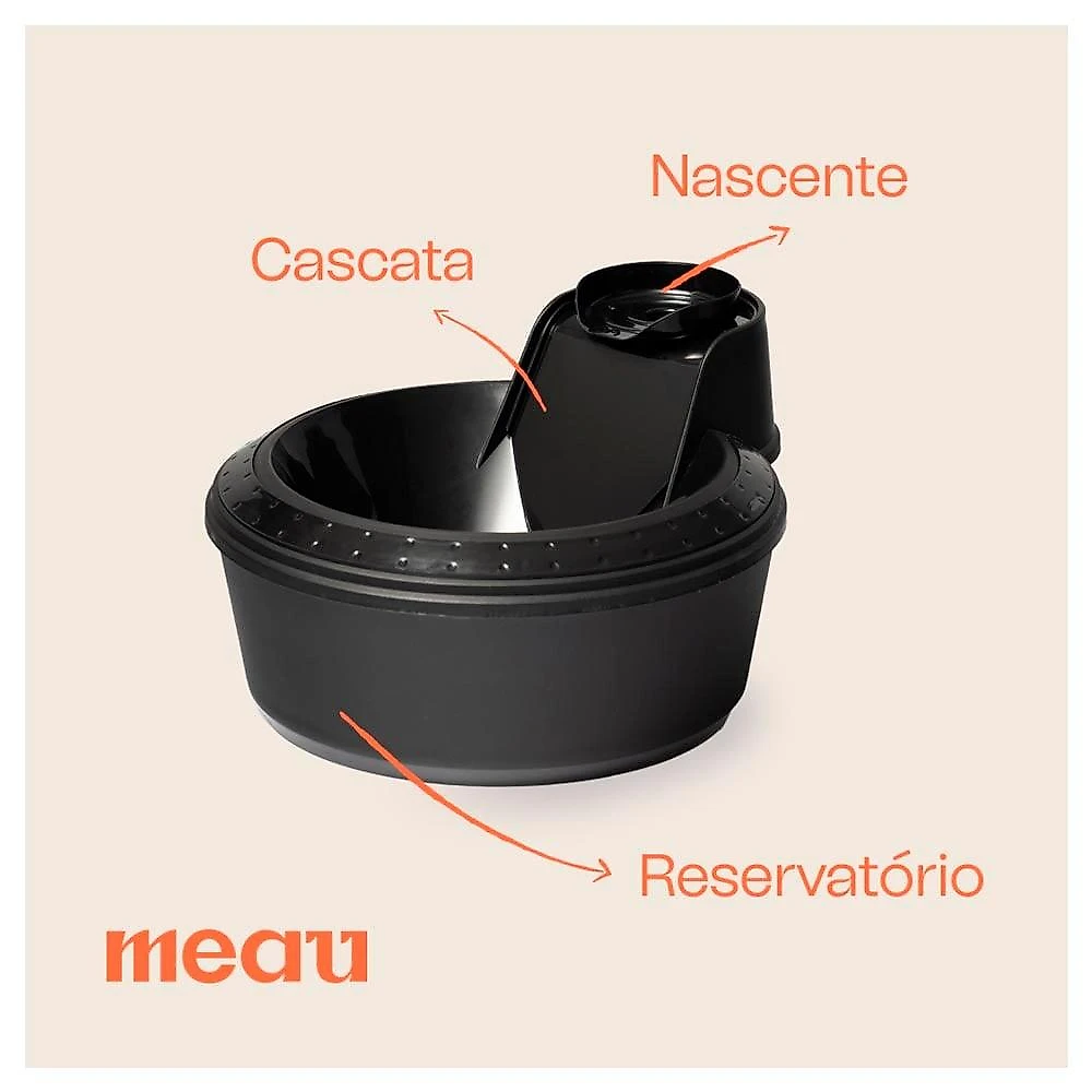 Fonte Bebedouro Meau Clássica Preta - Bivolt