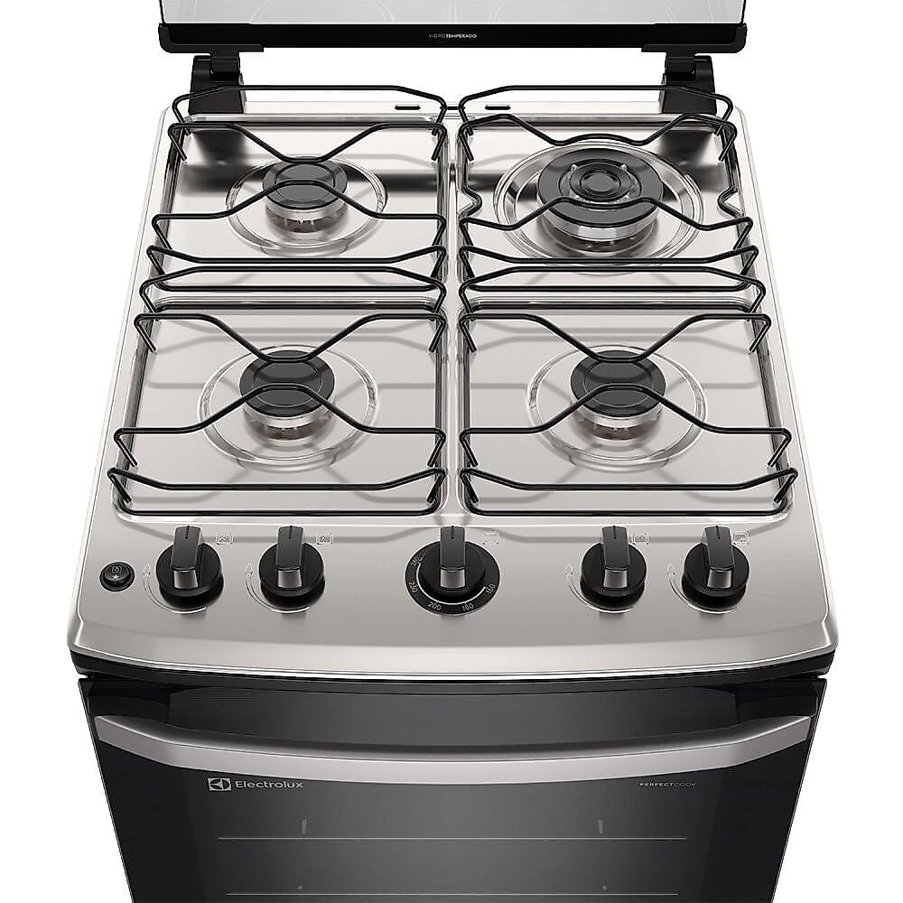 Fogão a Gás de Piso 4 Bocas Electrolux em Inox com VaporBake, - FE4IB Branco - Bivolt