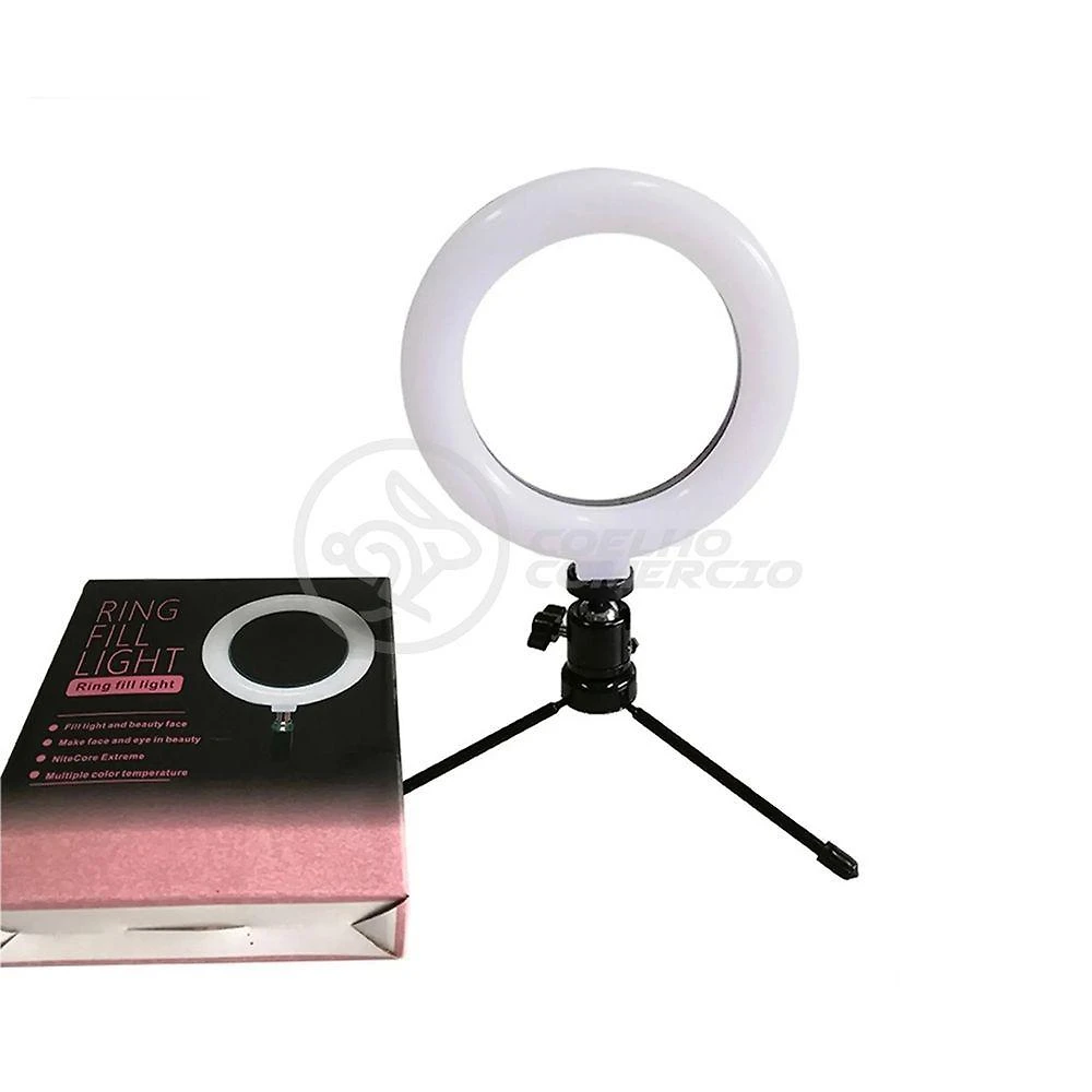 Ring Light De Mesa 6\" Com Tripé De 16cm + Microfone Sf-666 + Mini Ring Light + Microfone Lapela
