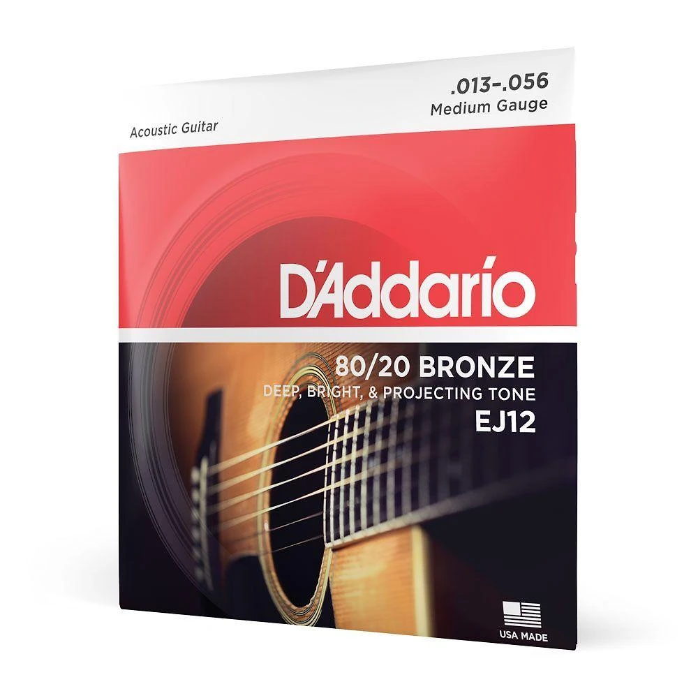 Encordoamento Violão Aço EJ12 Bronze 13-56 Tensão Média D'Addario
