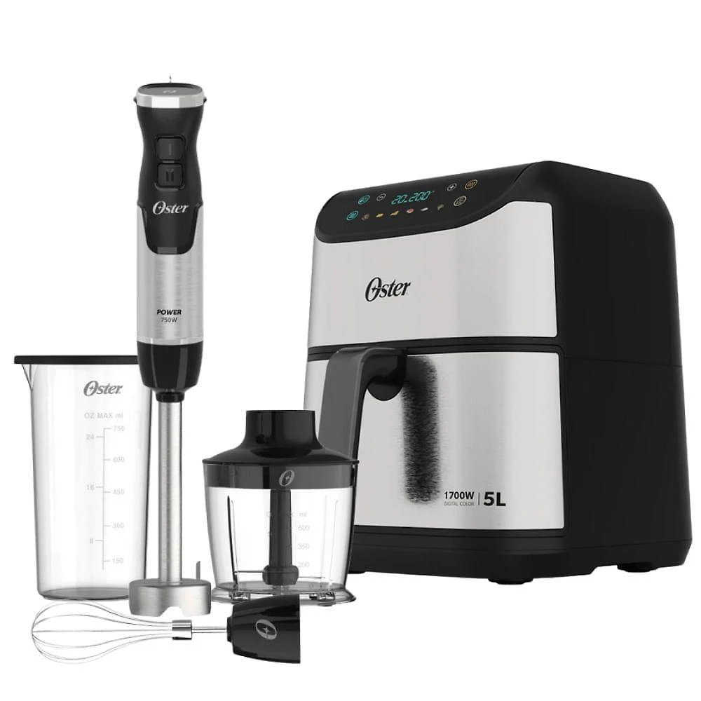 Kit Mixer Power 3 Em 1 E Fritadeira Inox Digital 5L Oster 220V