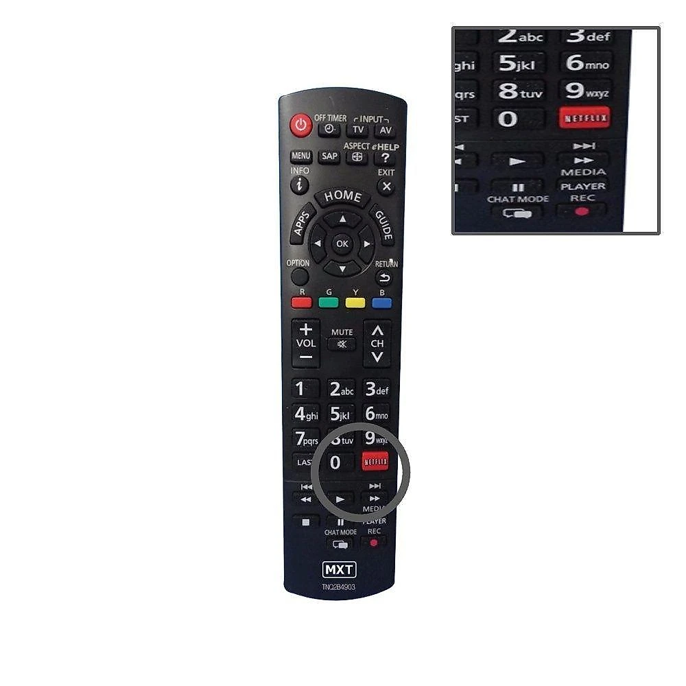 Controle Remoto Grupo MXT 1302 Compatível com TV Panasonic LED Ajuste Automático Bivolt Preto