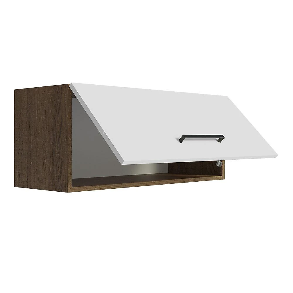 Armário Aéreo Multiuso 80cm 1 Porta Basculante Agata Madesa R Rustic/Branco
