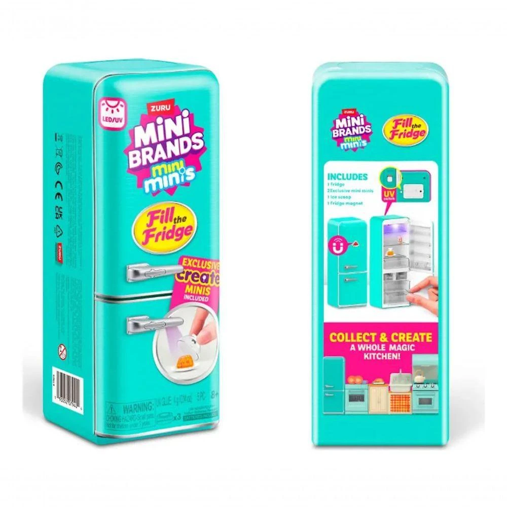 Mini Geladeira de Brinquedo Mini Brands Fill The Fridge com Luz LED UV e Acessórios 77021 Candide