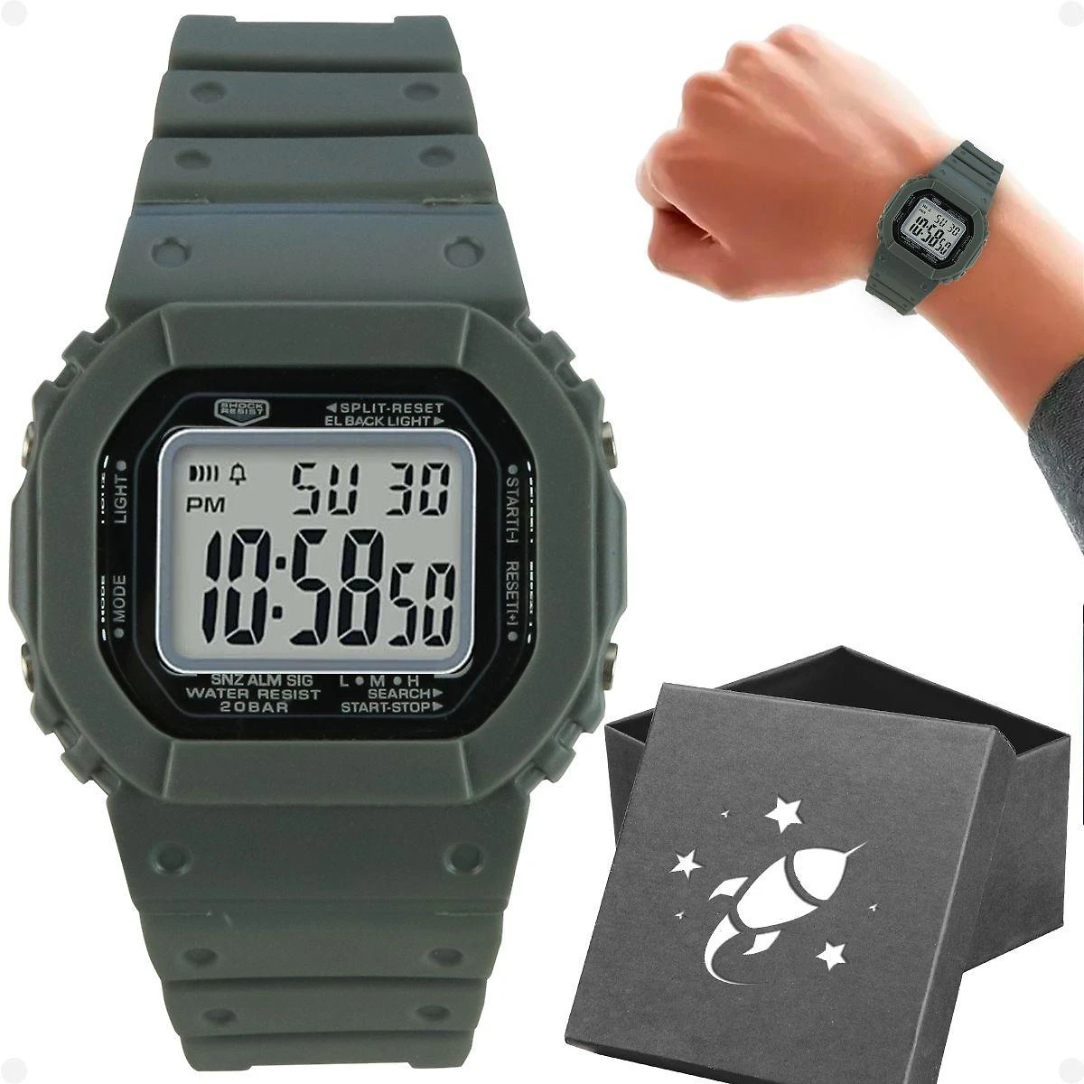 Miniatura Relógio Infantil Quadrado Digital Pulseira Silicone