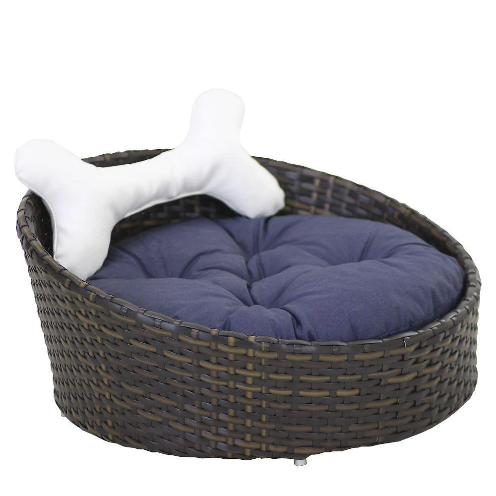 Cama Pet Chaise Redonda Fibra Sintética Alumínio Cão E Gato Trama Original Argila