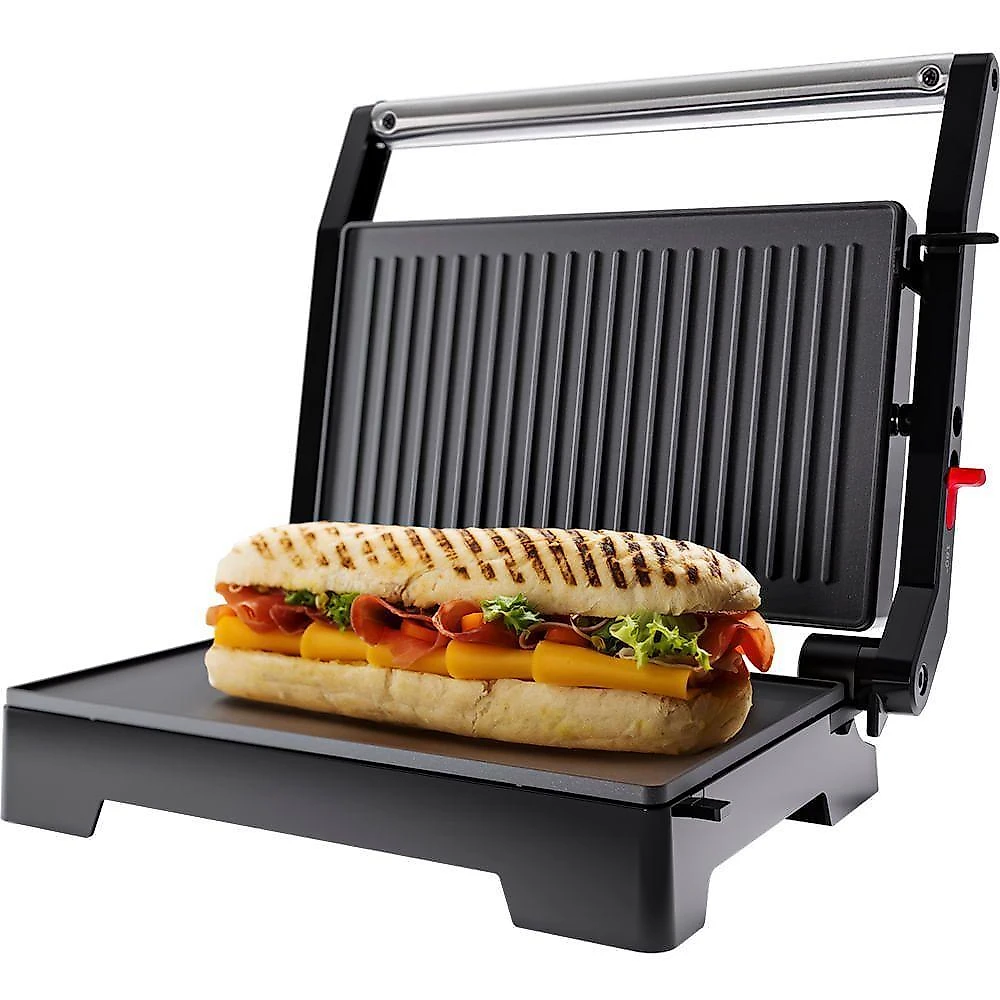Mini grill elétrico oster ogrl230 2 em 1 inox 1000w 110v para sanduíches e carnes