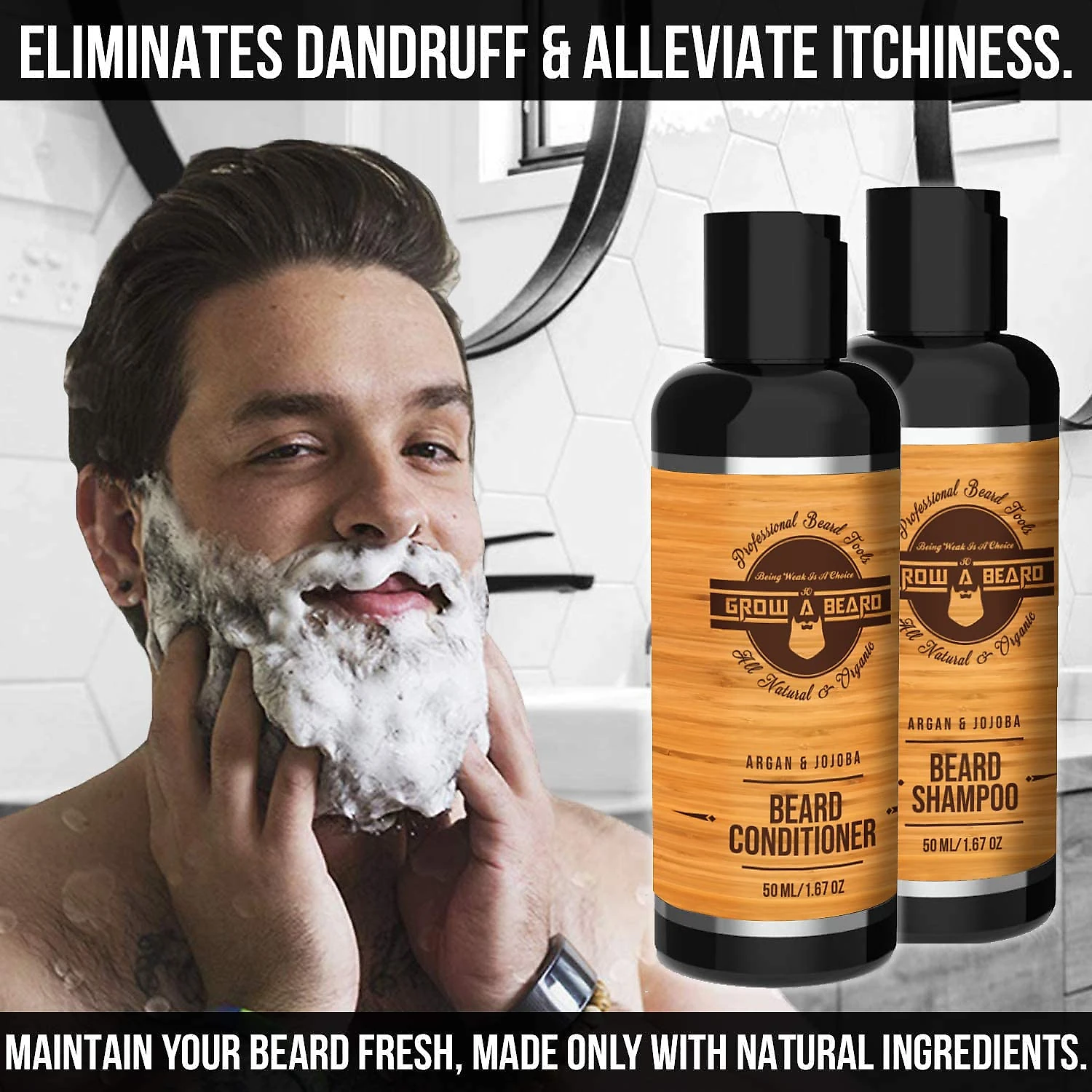GROW ALPHA BEARD Kit para Barba Profissional Portátil com Cera e Pente 10 Itens