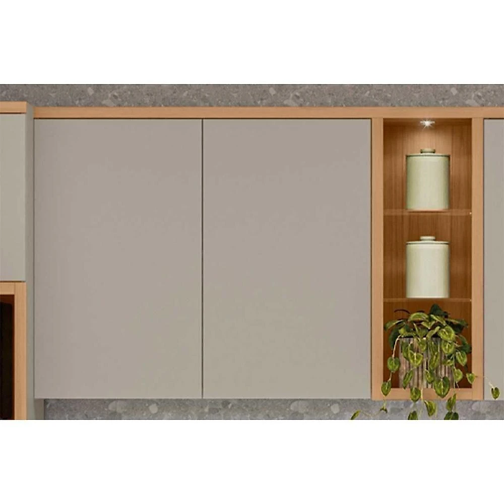 Armário Aéreo Allure 120CM 2 Portas MDF Bater Jequitiba e Gris Linea Brasil
