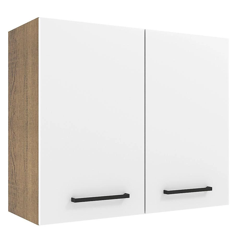 Armário de cozinha aéreo 80 cm 2 portas rustic/branco agata madesa