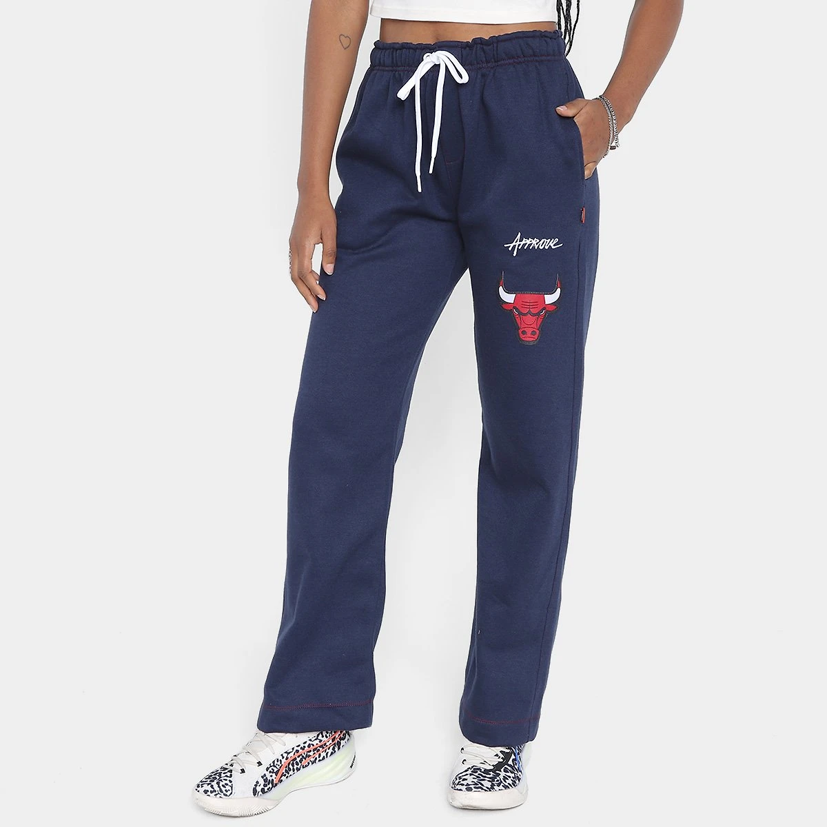 Miniatura Calça Moletom Reta Approve NBA Bulls Marinho - G