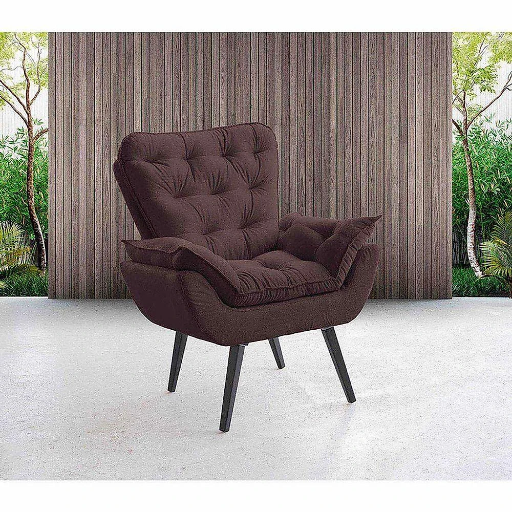 Poltrona Luxo Assento Fixo Tecido Veludo Vermelho De Casa Decor Estofados