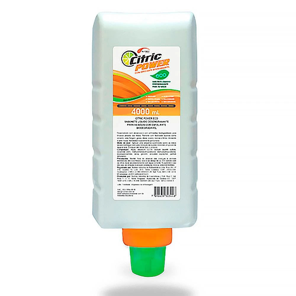 Sabonete Líquido Desengraxante Com Esfoliante Citric Power Eco 4 Litros Refil NUTRIEX