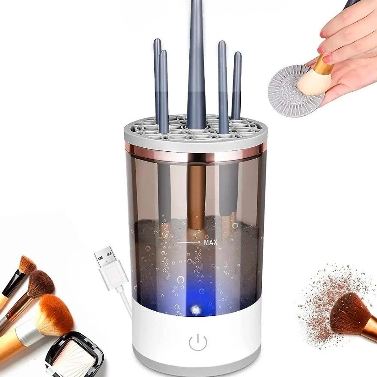 Miniatura Limpador Elétrico Pincéis Maquiagem Automático Usb