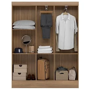 Miniatura Guarda-Roupa Casal Demóbile Ártico 5 Portas de Bater MDP - 135cm de Largura Amêndoa/Off White