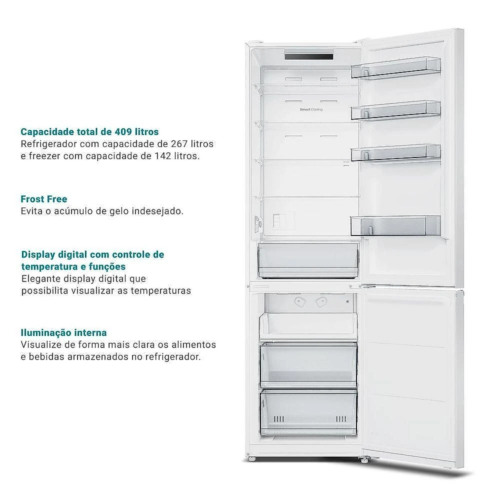 Geladeira Philco PRF40A Frost Free Inverter Duplex Inverse 409L Inox 220V