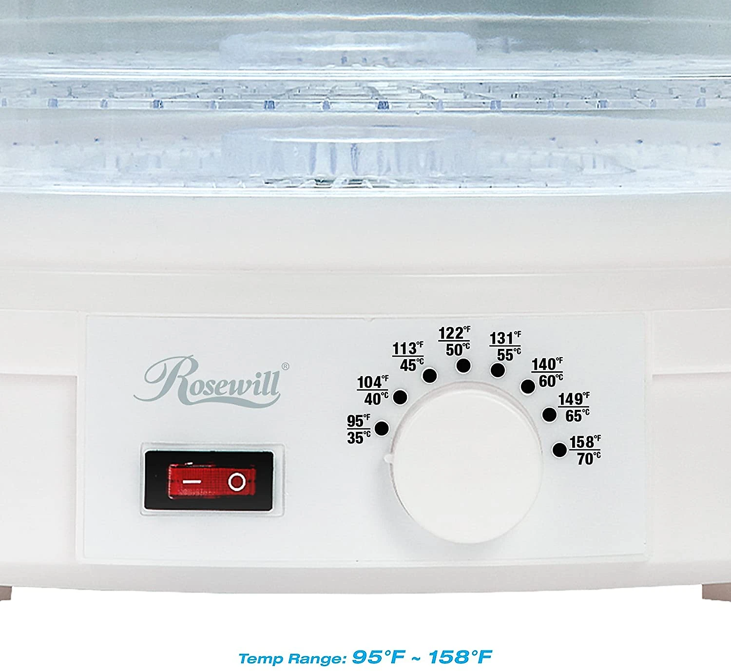 Rosewill Desidratador de Alimentos 5 Bandejas 250W BrancoTransparente 110V