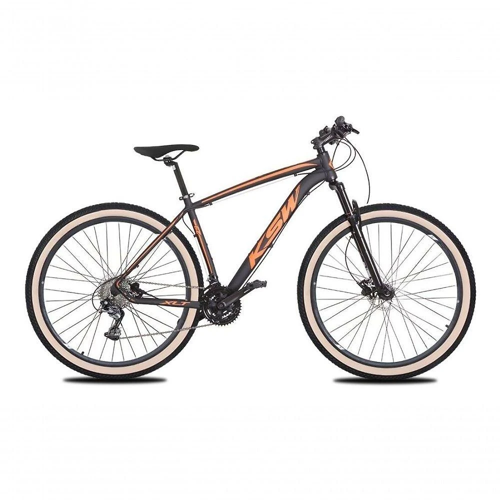 Bicicleta Aro 29 Ksw Xlt 24v K7 Câmbios Shimano Freio Hidráulico Garfo Trava Pneu Faixa - Preto/laranja Tam.15