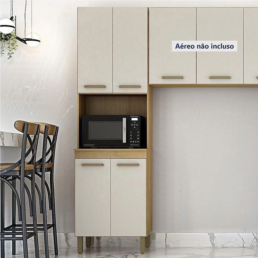 Paneleiro Com Nicho 4 Portas São Luis Valdemoveis Cinamomo/off White
