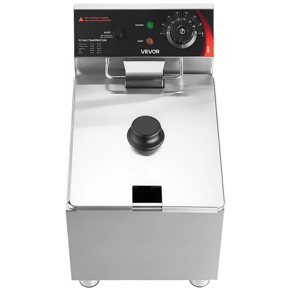 Fritadeira Elétrica Comercial VEVOR 11,5L Inox Tanque Removível Proteção Superaquecimento 110V