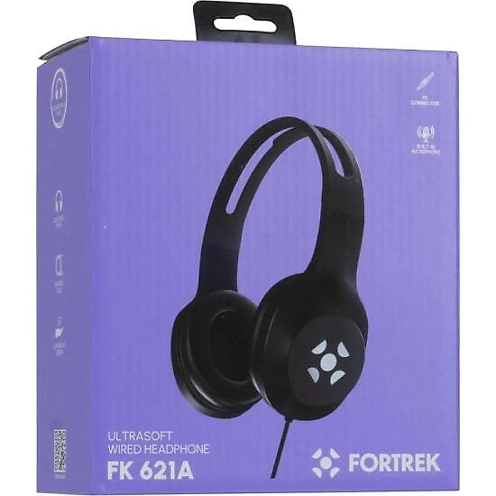Fone de ouvido fortrek fk 621a com microfone preto