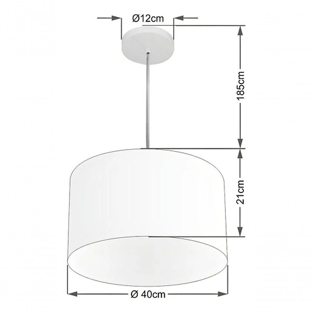 Kit Plafon Cilíndrico Md-3005 E Pendente Md-4019 Cúpula Em Tecido 40cm Café - Bivolt