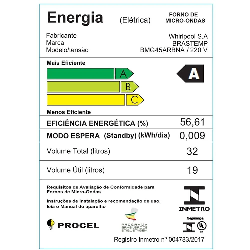 Micro-ondas Brastemp BMG45AR, 32 Litros, Espelhado 110 Volts