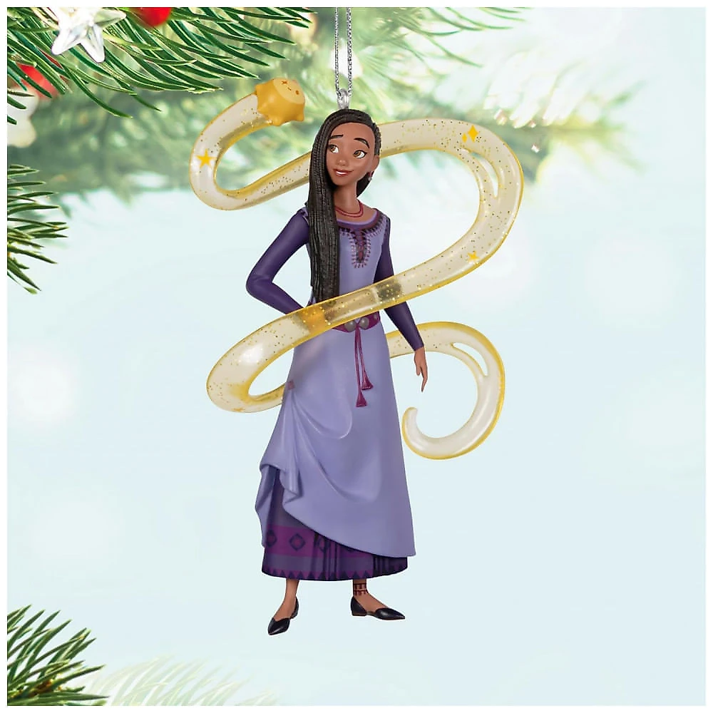 Enfeite de Natal Hallmark Keepsake 2024 Disney Wish Asha e Star, Plástico Colorido, 6,4x10,8x3,6 cm, Presente para Fãs da Disney