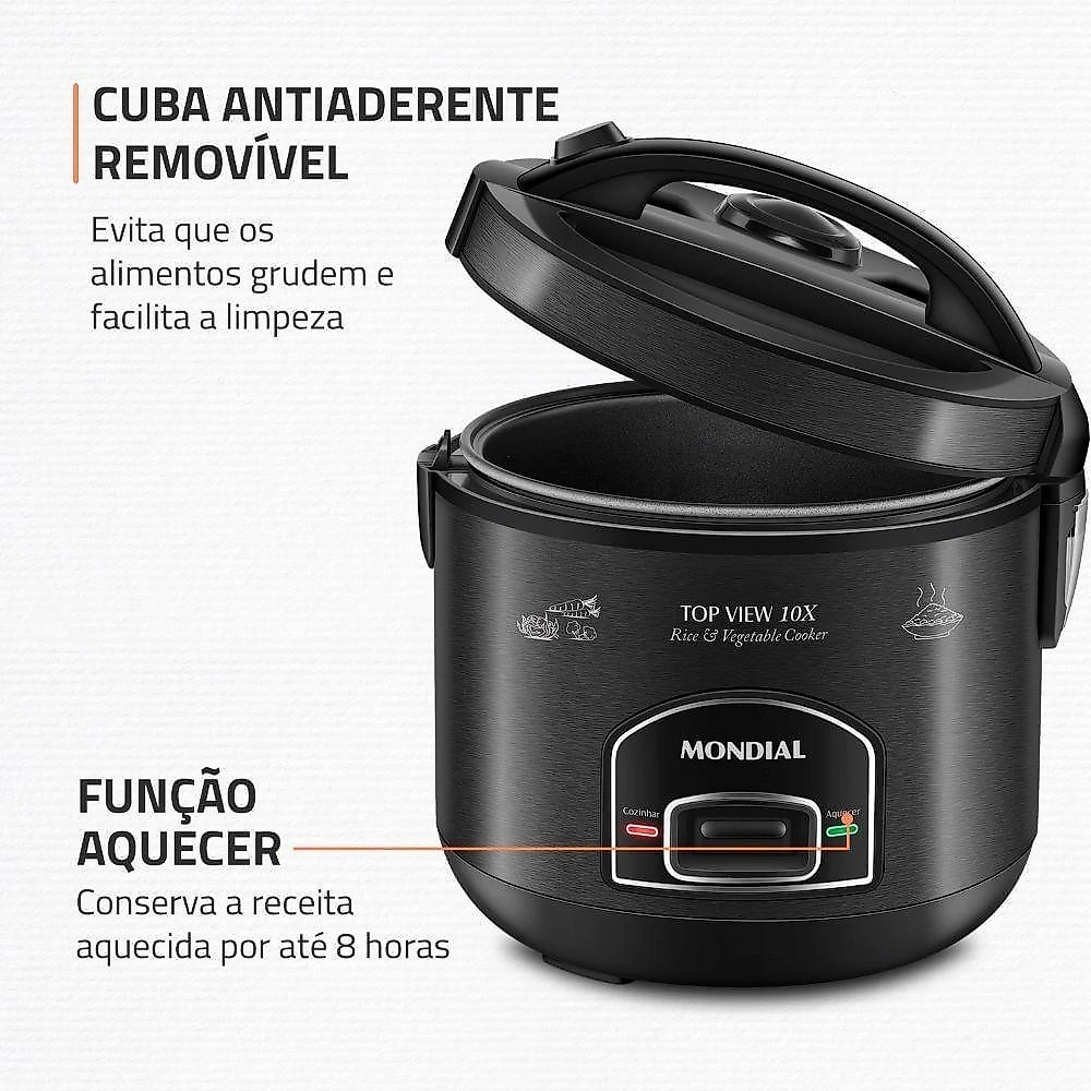 Panela Elétrica Top View 10x Mondial Black Inox 700W PE-30-10X 110V