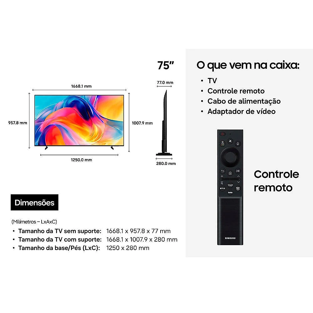 Smart TV Samsung 75" 4K MiniLED - M75H Bivolt