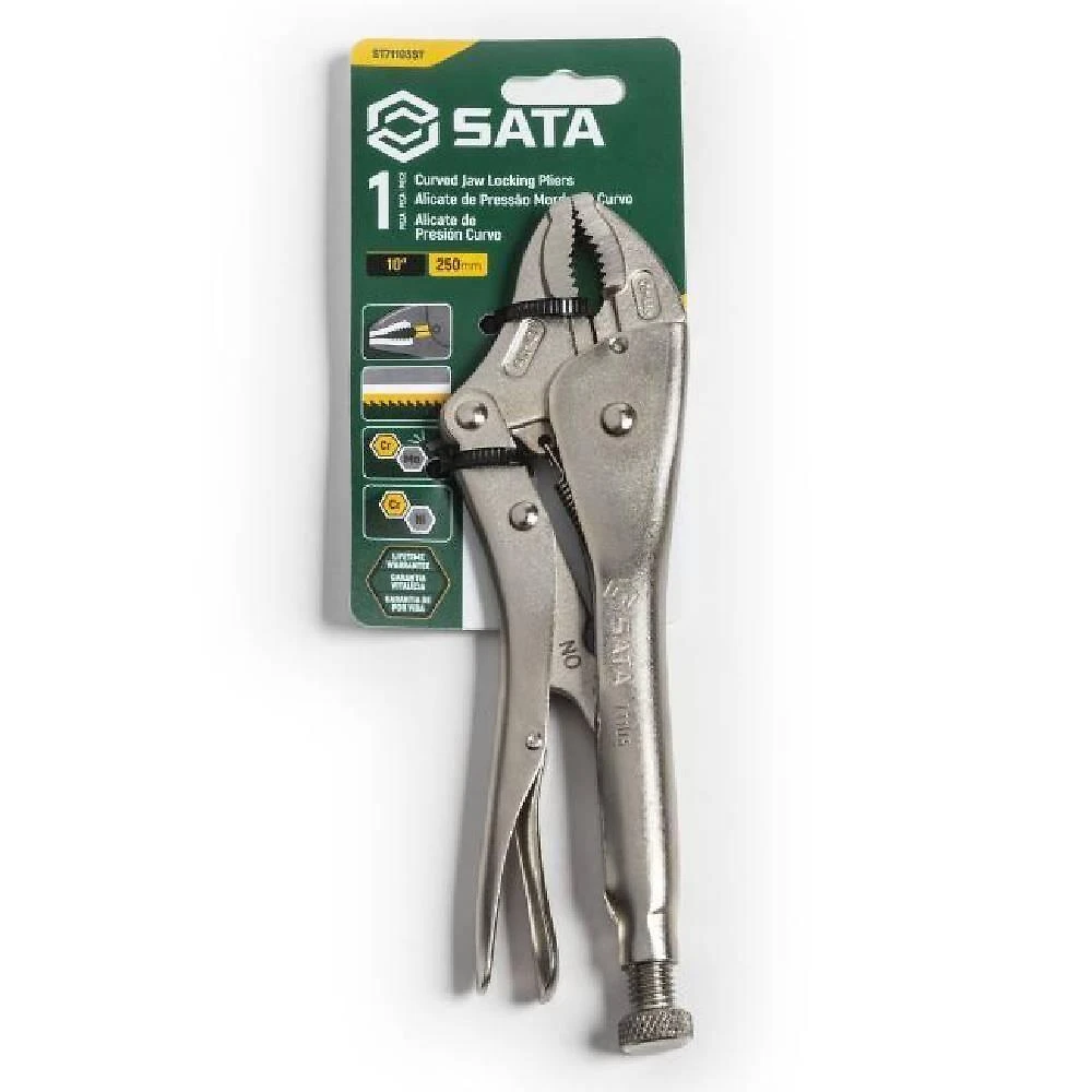 Alicate Pressão Mordente Curvo 10"" - St71103st - Sata Alicate Pressão Mordente Curvo 10" - St71103st - Sata