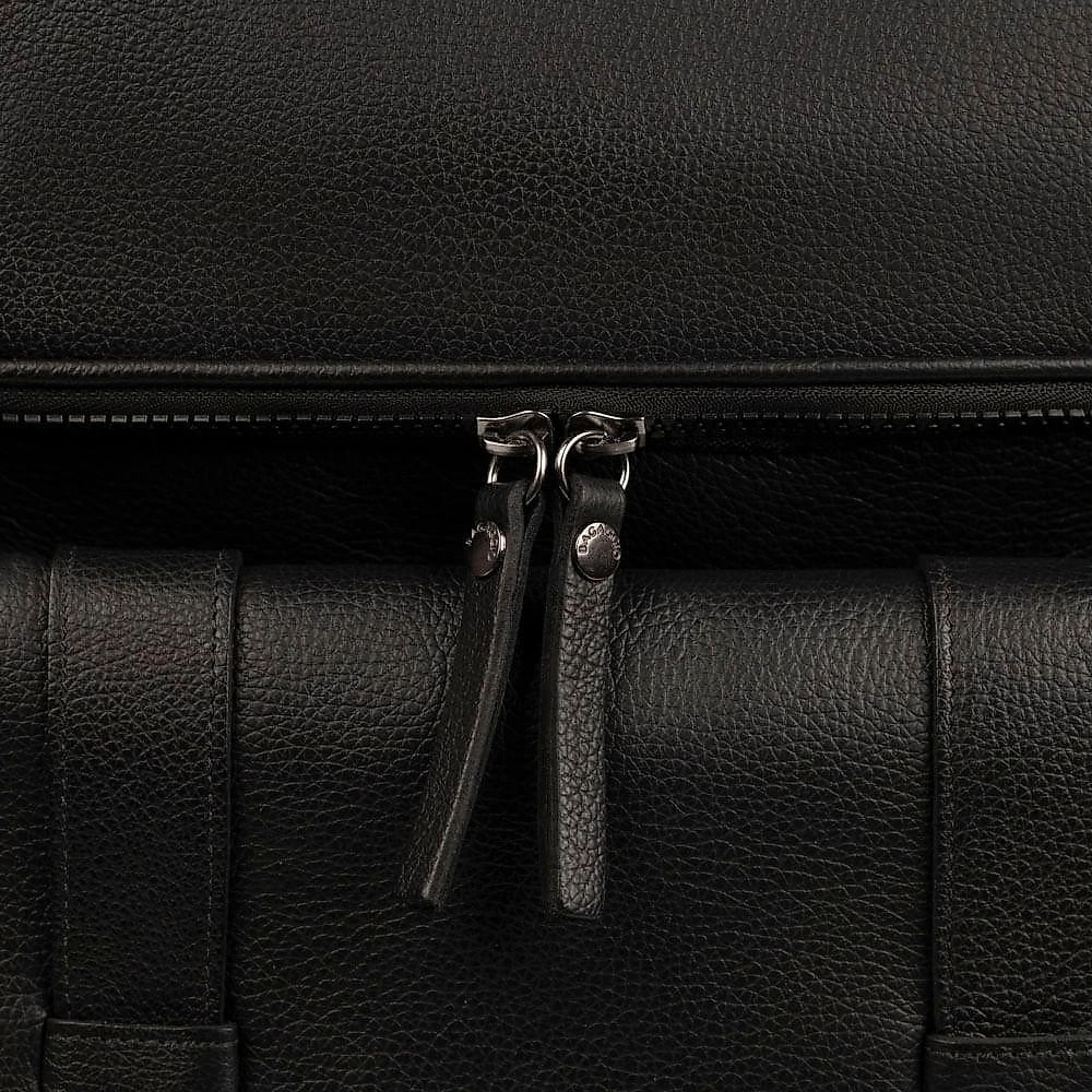 Mochila Masculina Média Executiva de Couro Leme Preta Bagaggio Preto
