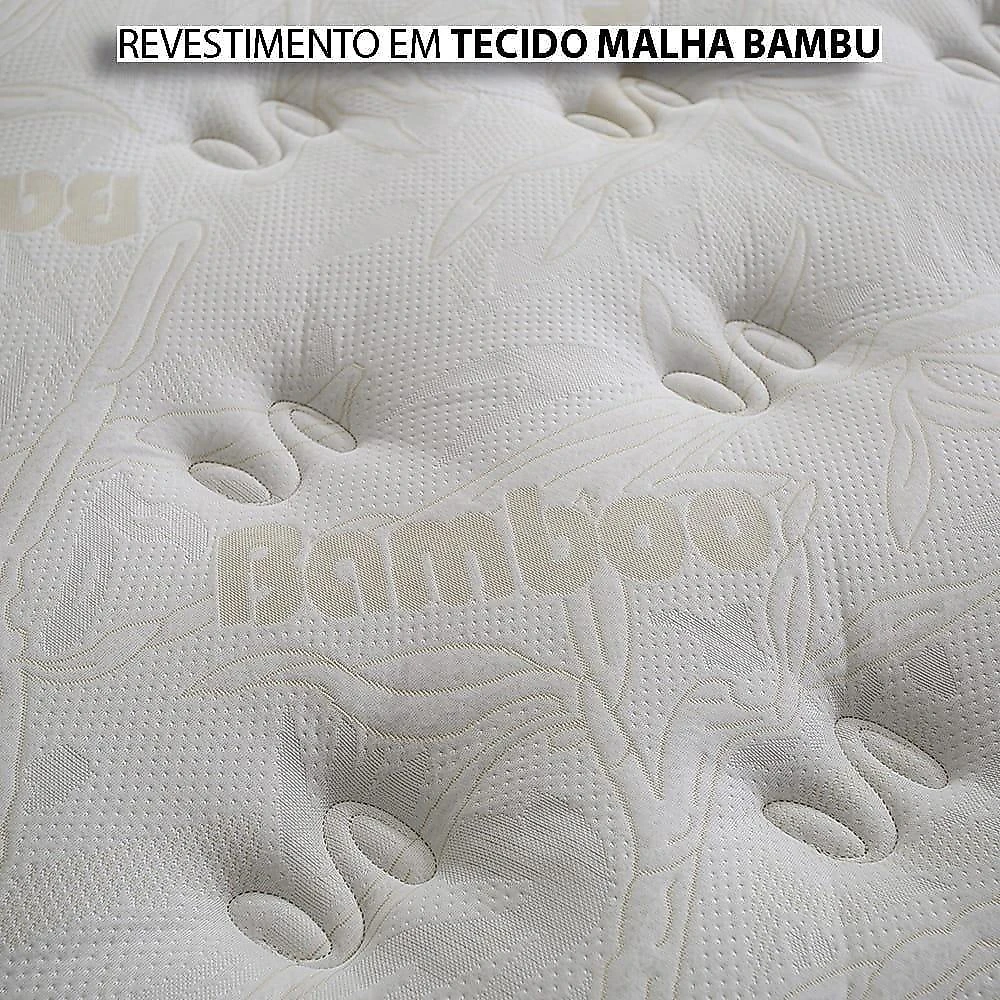 Cama Box Solteiro, Molas Ensacadas Herval Channel Bambu, 72x88x188 cm, com Colchão Auxiliar