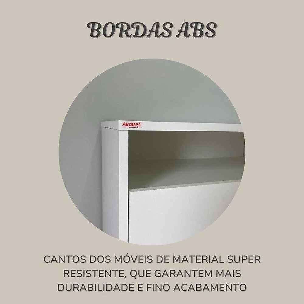Kit 3 Peças com Escrivaninha Moderna com Pés de Cavalete, Armário com Nichos e Balcão 2 Portas Nogal/Branco