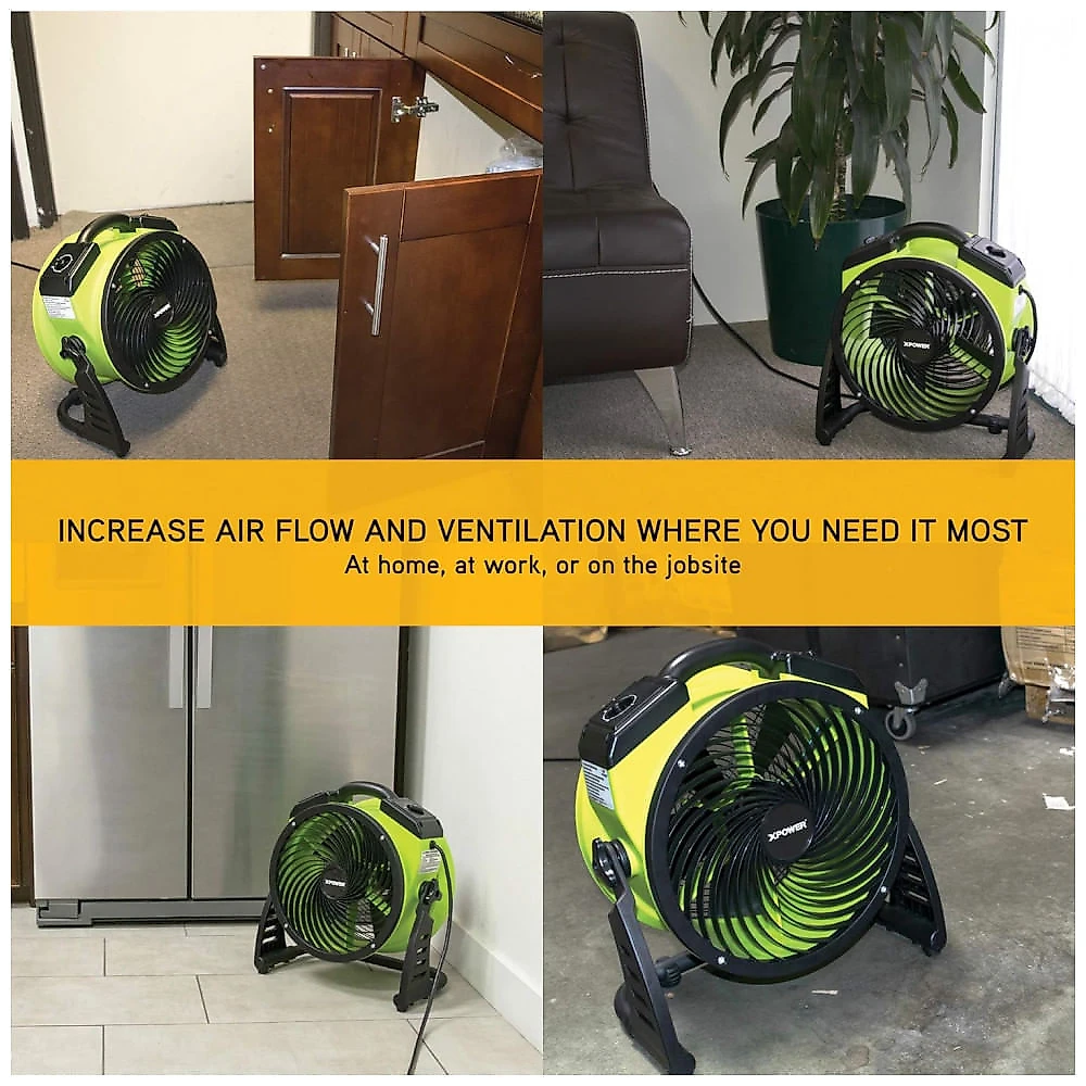 Ventilador Industrial XPOWER FC-250D Verde, Motor DC Escovado, Velocidade Variável, Timer 3 horas, 33 cm, 1560 CFM, 110V
