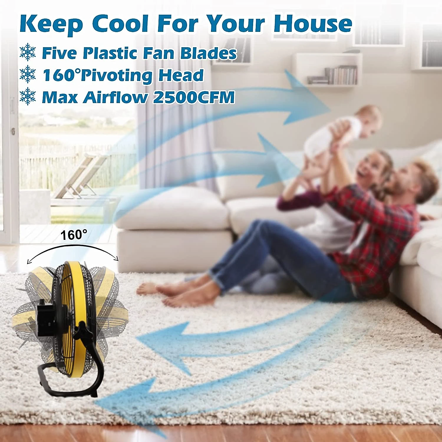 Smartele FF12 Ventilador de Piso com 3 Velocidades 110V Amarelo