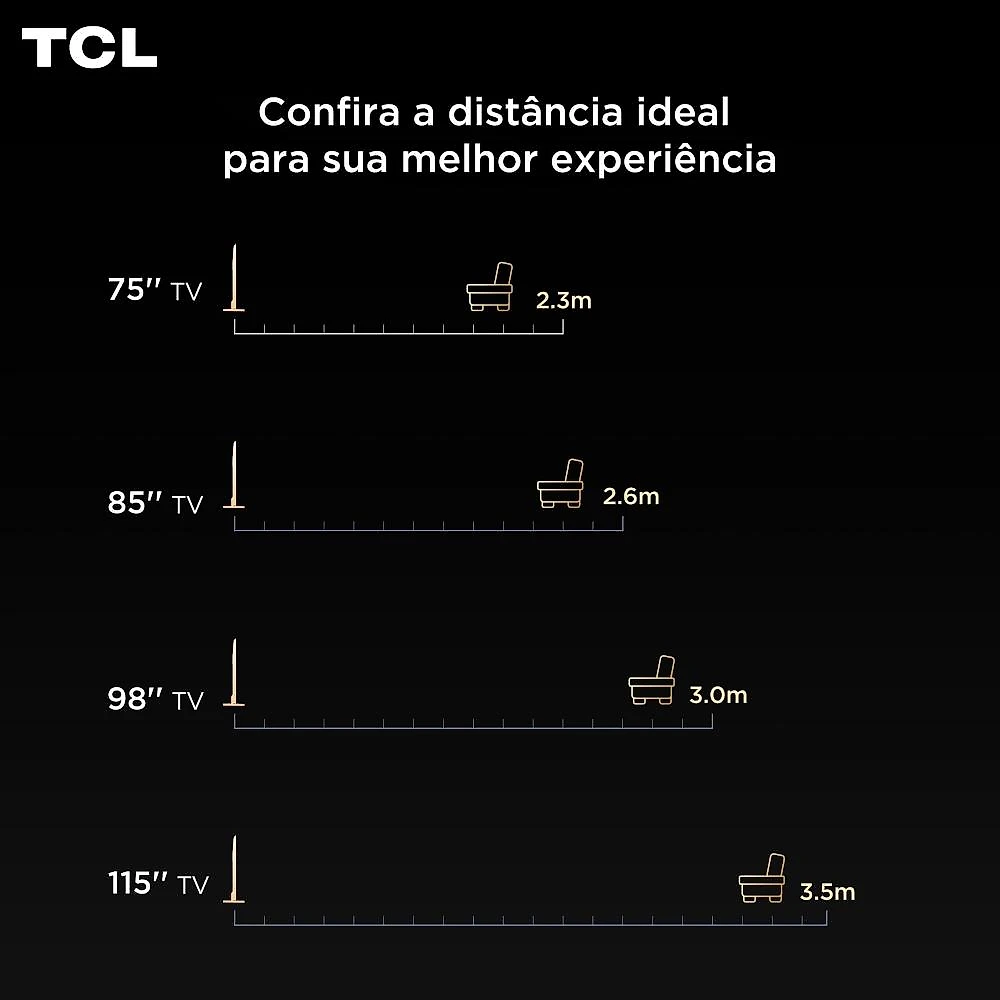 Smart tv tcl 50" 4k qled uhd 50p7k google tv 60hz processador aipq preta