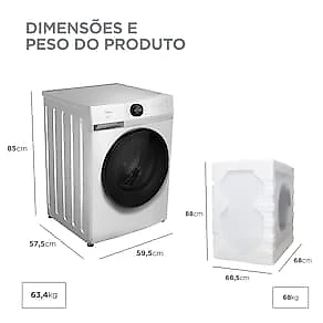 Lava e Seca Midea Slim HealthGuard Smart MF201D110WB/WK Branca com 14 Programas, Wi-Fi e Compatível com Alexa – 11kg 110V