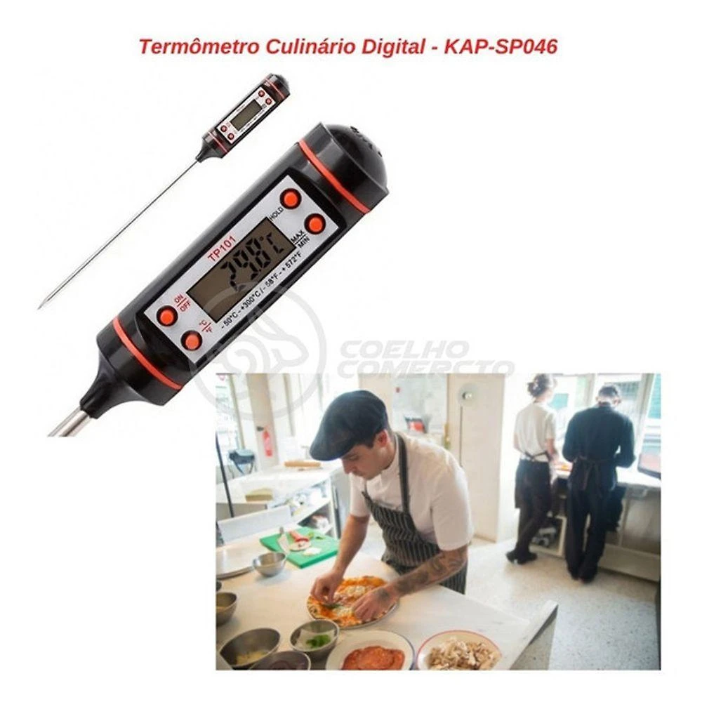 Termômetro Culinário Cozinha Digital Mede -50ºc A +300ºc