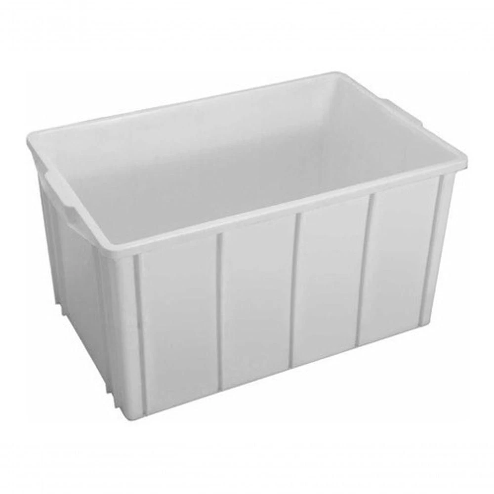 Caixa Plástica Empilhável 61L 320X390X620MM em Polipropileno PP Preto Branco Premium Colchões