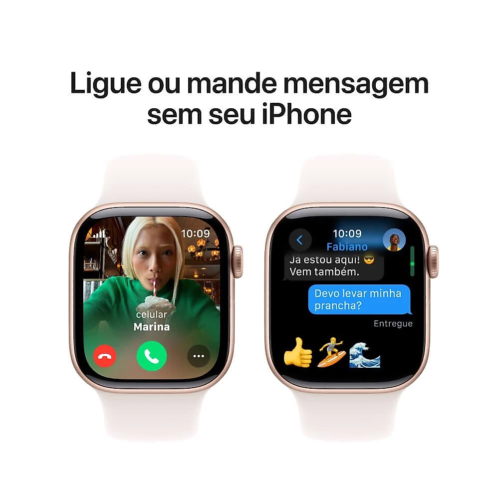 Apple Watch Series 10 GPS + Cellular • Caixa cor de ouro rosa de alumínio – 42 mm • Pulseira esportiva blush-clara – M/G
